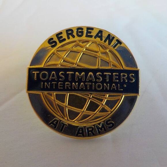 Toastmasters International Sergeant at Arms Round Golden Pin 1" - Picture 1 of 3